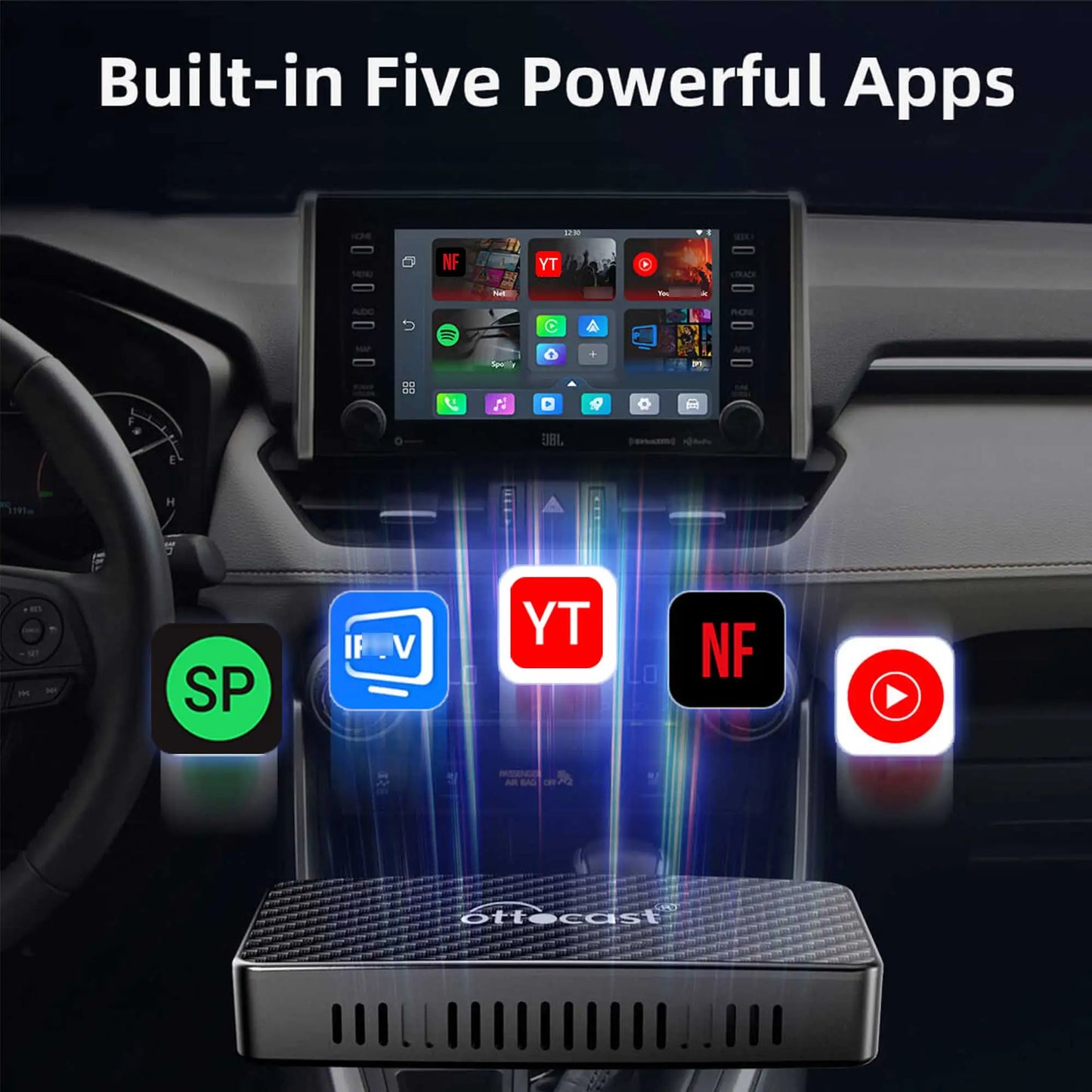 OTTOCAST Play2Video Pro: Ultimate Wireless CarPlay & Android Auto Adapter for YouTubers - Elevate Your In-Car Entertainment with Netflix Accessibility, Perfect for Lada, HAVAL, and HYUNDAI!