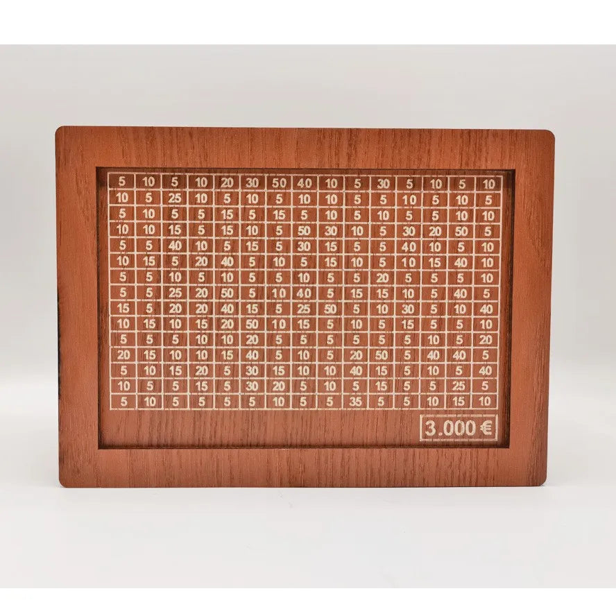 Premium Wooden Piggy Bank with Savings Goals β Available in Euro Denominations: 1000, 2000, 3000, 5000, and 10000!